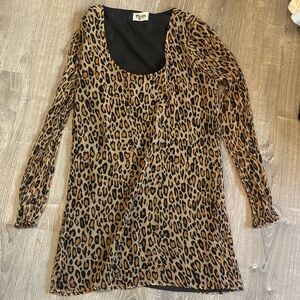 Show me your mumu long sleeve cheetah print dress when beading detail